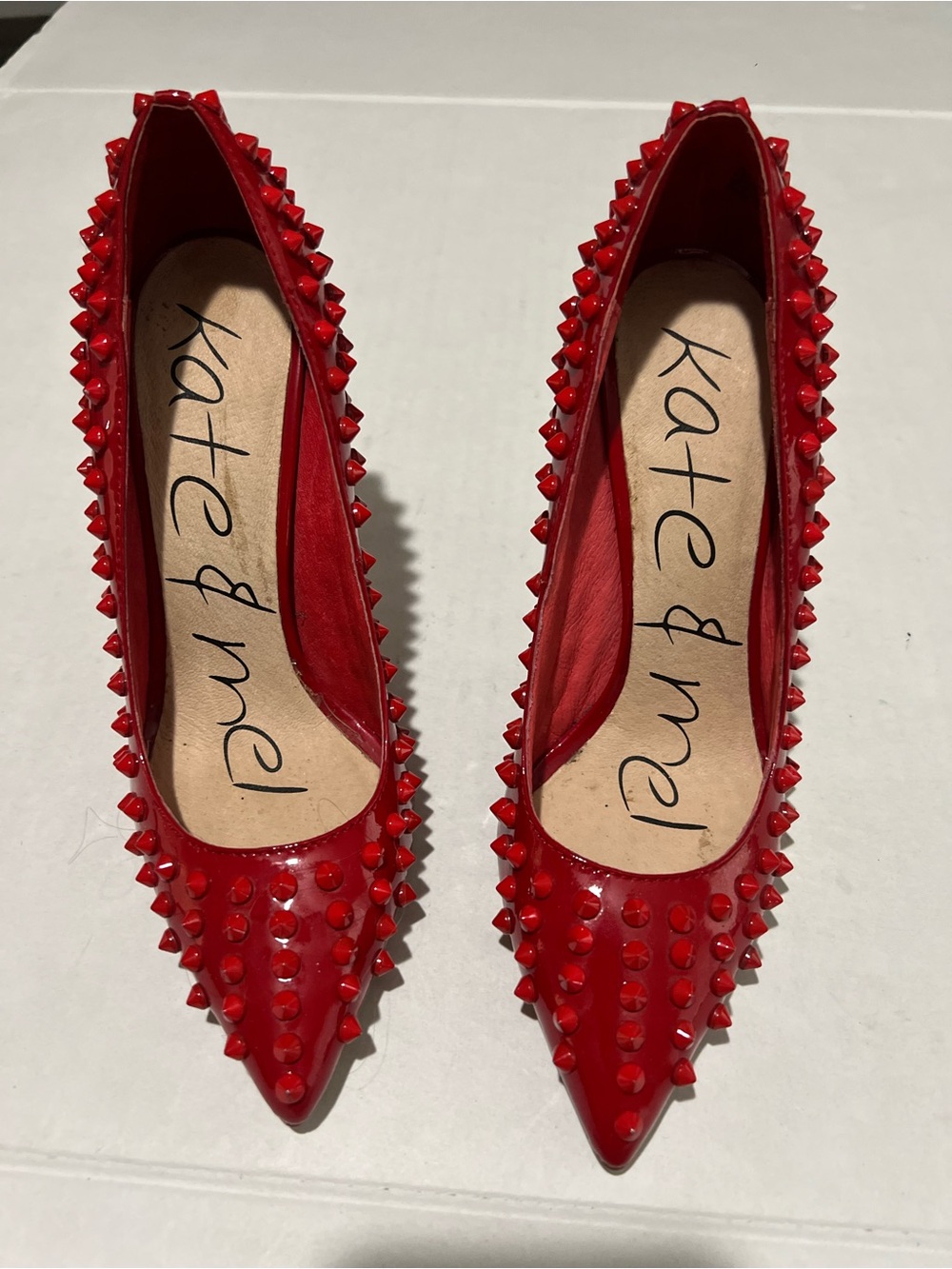 Kate & Mel Red Spiked Stiletto Heels Women's Size 6.5